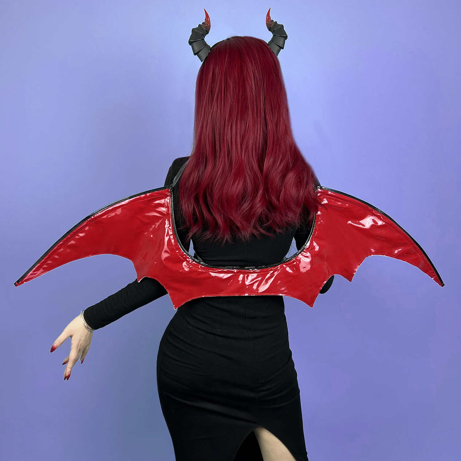 KORURACLUB 1PC HALLOWEEN WINGS COSPLAY DEMON COSTUME PU LEATHER - Image 3