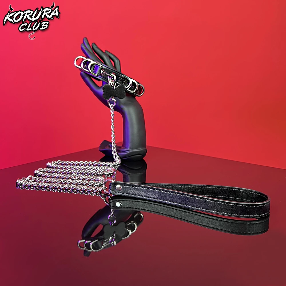 Women gothic metal leather necklace halloween punk Y2K chain choker puppy girls collar - Image 3