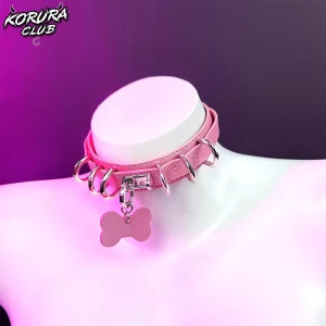 Women gothic metal leather necklace halloween punk Y2K chain choker puppy girls collar